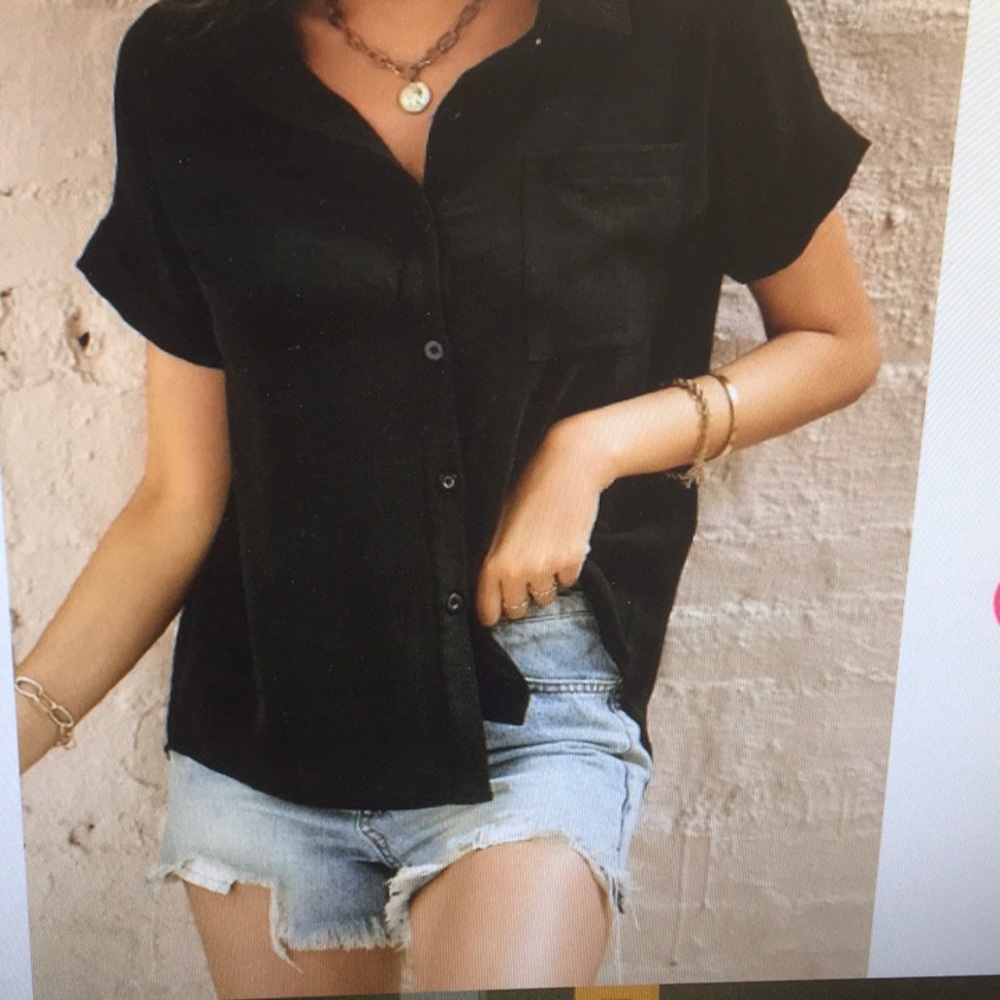 G.I.L.I./BLACK-GUAZE BUTTON DOWN FRONT SHIRT - Picture 4 of 16